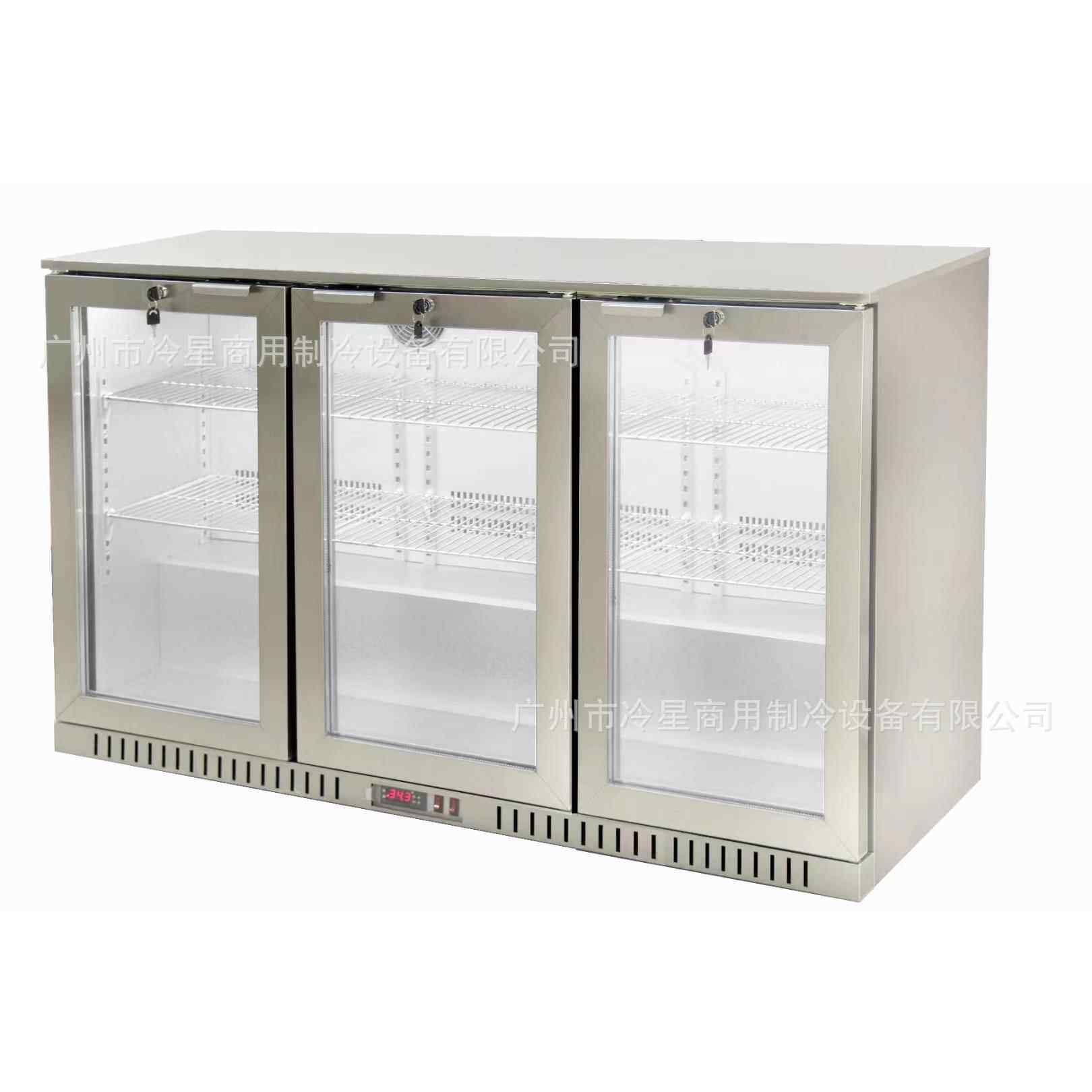 三门不锈钢嵌入式冰箱KTV酒水展示冰柜冷藏风冷保鲜柜110V60hz