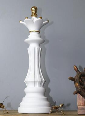 创意树脂写实象棋工艺品摆件马到成功国王王后家居客厅书房装饰品