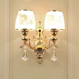 壁灯过道楼梯欧式奢华客厅卧室背景墙灯，简约现代双头led床头灯