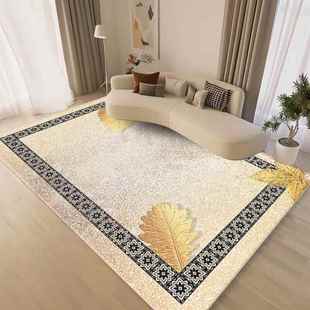 正品轻地毯定制金色招财地垫耐脏防滑现代奢约高级感色土黄客厅简