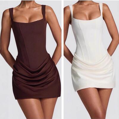 Sexy Elegant Chic Bodycon Ruched Drawstring Mini Corset