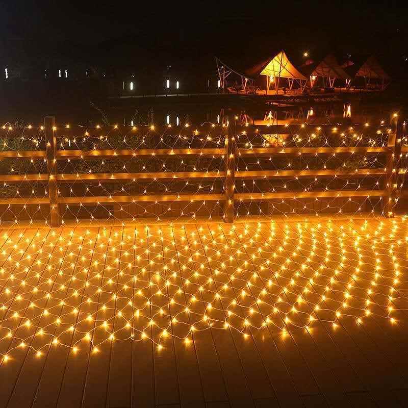 太阳能网灯灯串户外庭院花园植被装饰灯圣诞节日彩灯闪灯