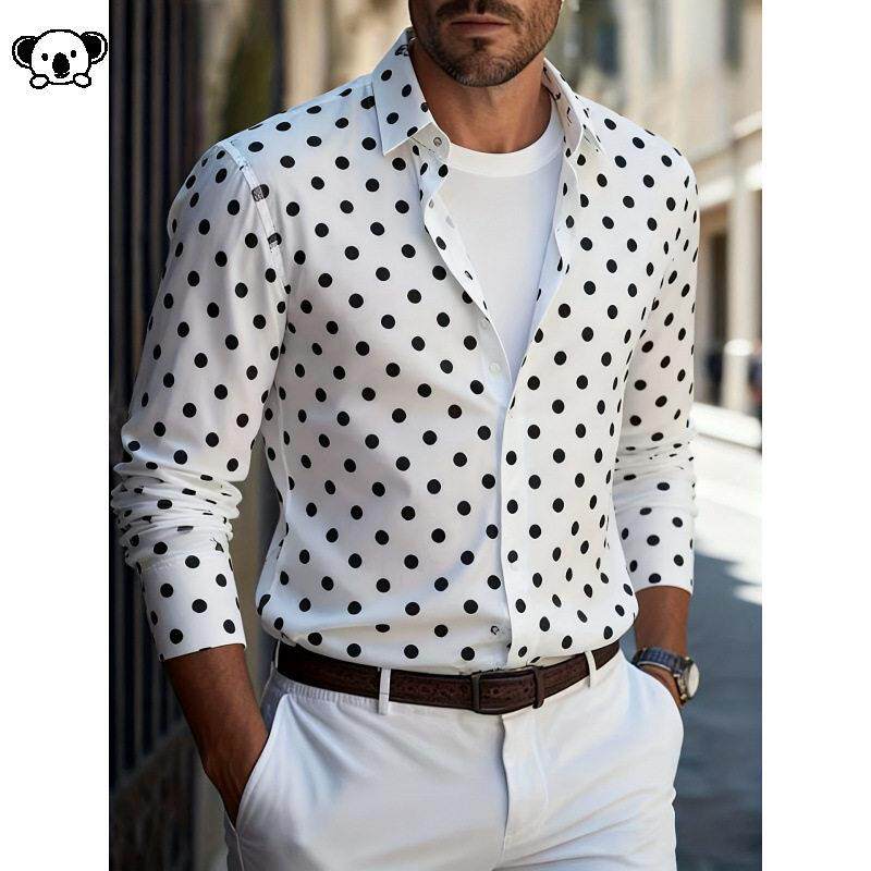 Q 52121 Men Spring Shirt Casual Fall Polka Dot休闲衬衫