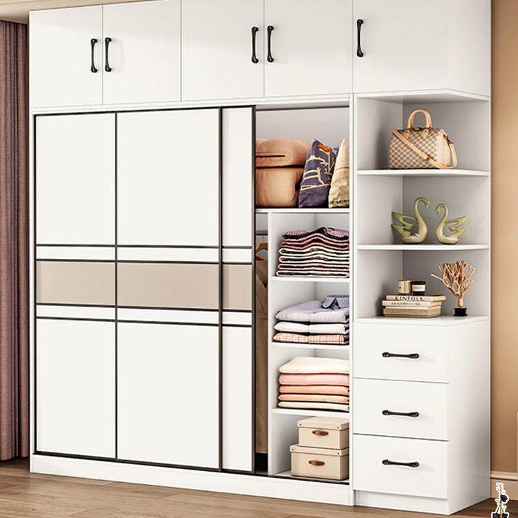 衣柜家用卧室实木生态板推拉门衣橱现代简约储物收纳儿童柜子