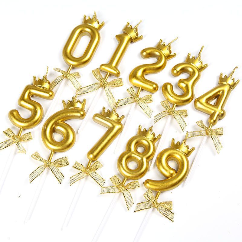 皇冠金色数字蜡烛生日周岁派对插