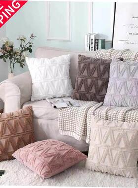 cushion cover pillow case cussion case PV绒菱形毛绒枕头枕套