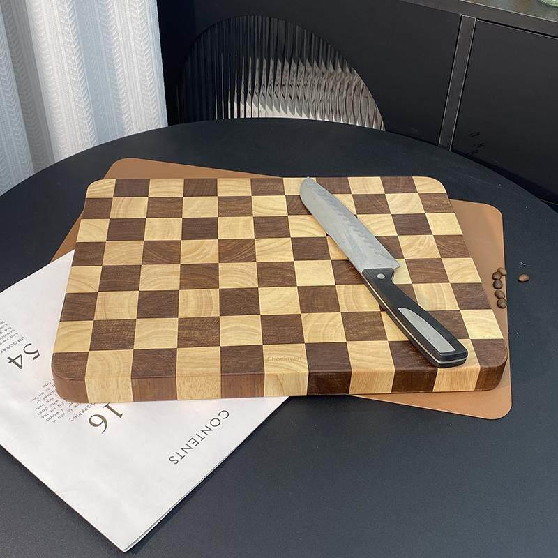 棋盘格菜板 家用实木砧板 厨房案板不规则拼接花纹泰国橡胶木