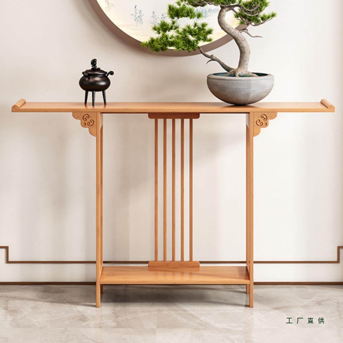 新中式玄关实木楠竹条案靠墙家用供桌现代简约客厅置物端景玄关柜