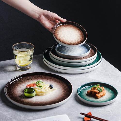 轻奢简约牛排盘圆盘烤肉店托盘家用菜盘沙拉盘餐厅果盘小菜碟骨碟