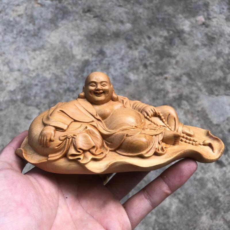 菩提木雕快乐幸运袋弥勒佛像人物佛像装饰品家居客厅汽车装饰工艺