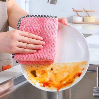6/1Pc Kitchen Towels Dishcloths Microfiber Towels Absorbent