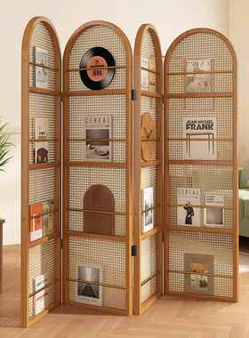 新移中式断客厅藤编折叠屏风可动折叠复室SY-PF01古隔法式卧遮挡