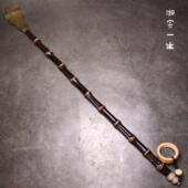 紫竹鞭牛角痒痒挠 紫竹不求人白牛角老头乐后背抓痒工具手把件