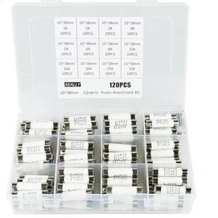 120pcs陶瓷保险丝10x381A2A3A4A5A6A8A10A16A20A25A32保险丝套装