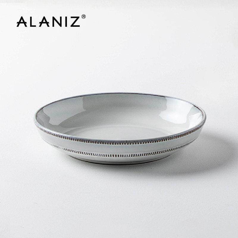 alaniz隐盘子家用复古西餐盘鱼盘欧式陶瓷盘子创意汤盘深盘餐具