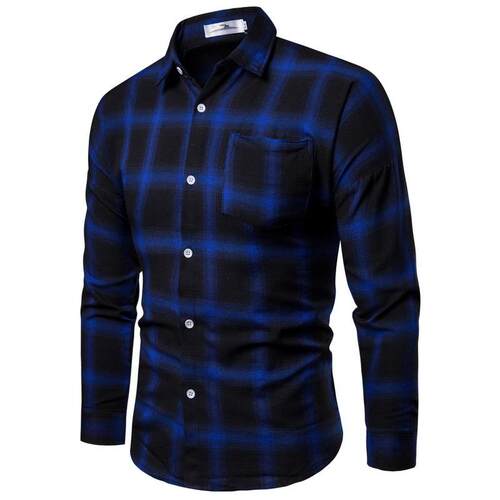 Men's long sleeved checkered shirt men's shirt