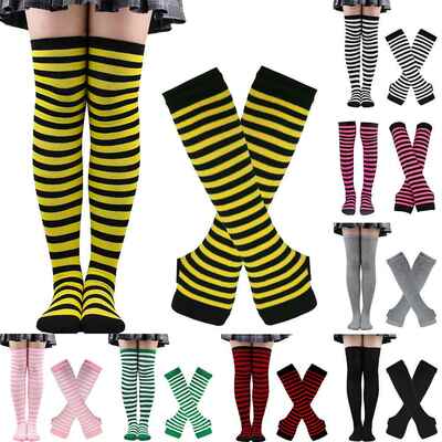 Halloween tall socks cosplay striped socks glove sock set