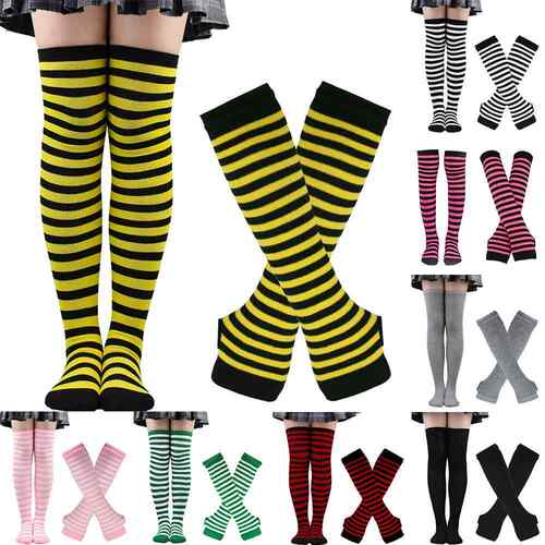 Halloween tall socks cosplay striped socks glove sock set