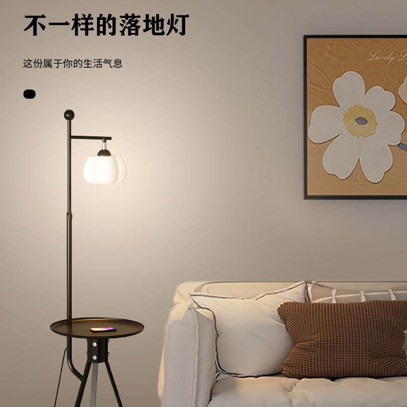 客厅落地灯沙发旁边高级感轻奢创意置物架一体书房卧室氛围三叉灯