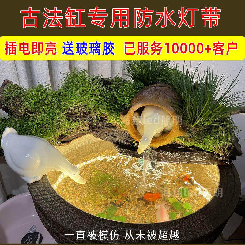 古法鱼缸12V伏水池专用水下户外硅胶灌胶灯带防水led条氛围潜水灯