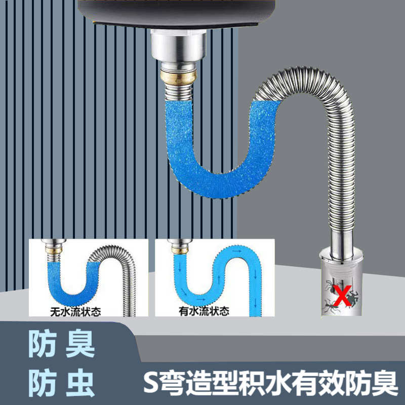 厨房不锈钢下水器洗菜盆配件洗碗池水槽下水管铜帽排水管整套直供