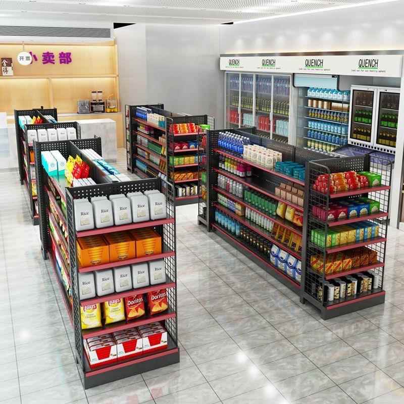 市加厚便利货架超展示架小卖部多层置物中店岛架双架面91端头架