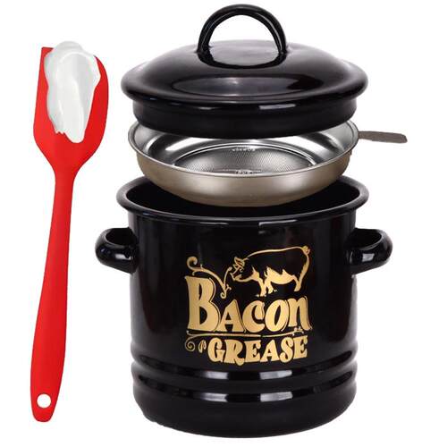 Bacon Grease Saver Container 46oz Vintage Stainless Steel &