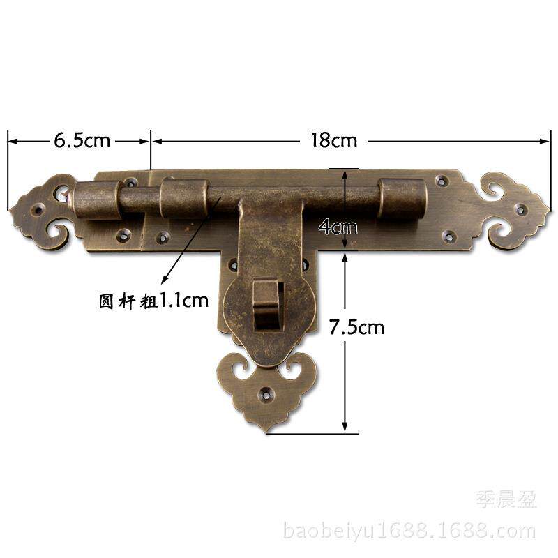 呈宇新中式复销古纯横大门插门栓门铜锁加大别墅门扣仿古式仿古大