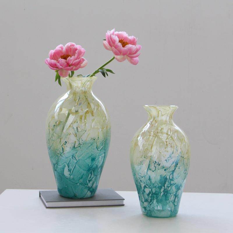 现代简约水墨纹花瓶渐变小口鲜花台面家居样板房装饰工艺品摆件