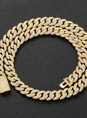 Necklace 10mm Double Row Zircon Cuban Chain Men