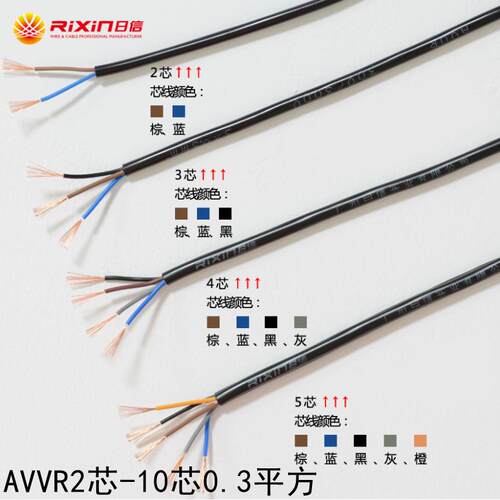 国标铜芯AVVR2/3/4/5/6/7/8/10*0.3平方门禁讯号线控制线软电缆
