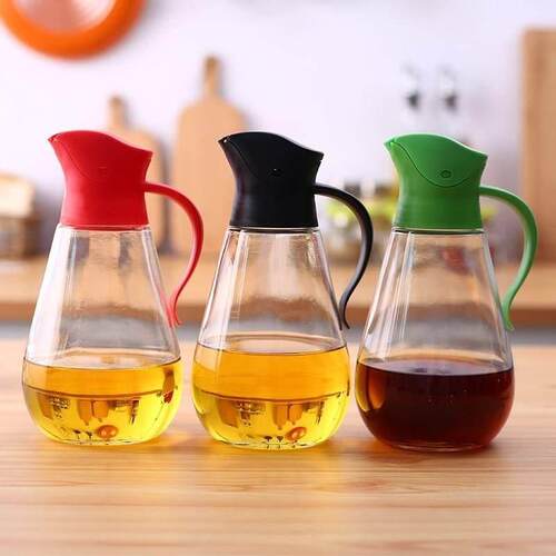 Glass oil pot 550ml automatic opening and closing oil bottle
