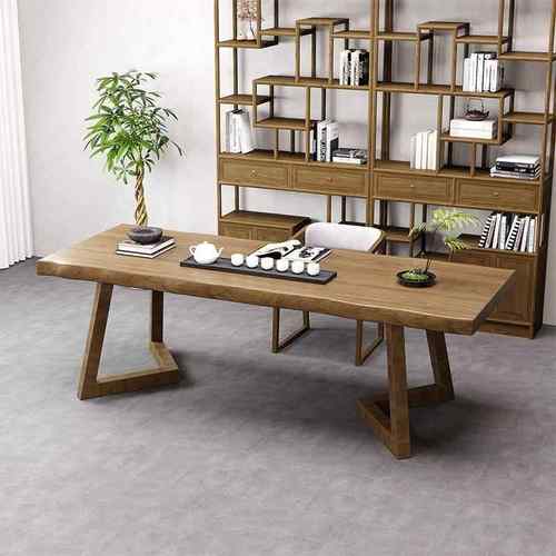 实木会议桌长桌简约现代办公桌工业风新款长条大桌子工作洽谈桌椅