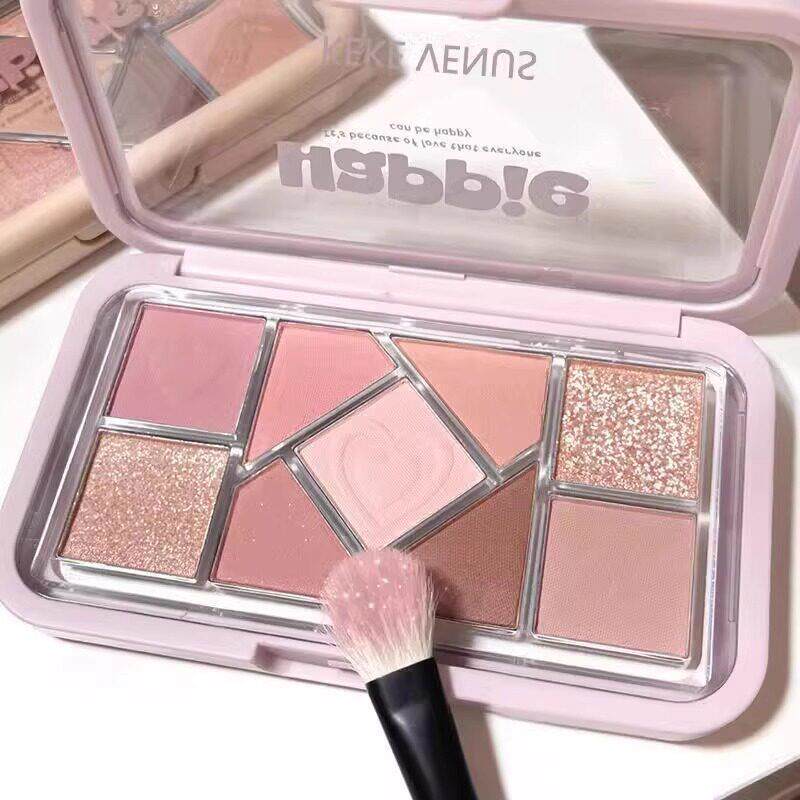 新款眼影盘低饱和大地色粉色蓝色珠哑光腮红一体日常淡妆彩妆正品