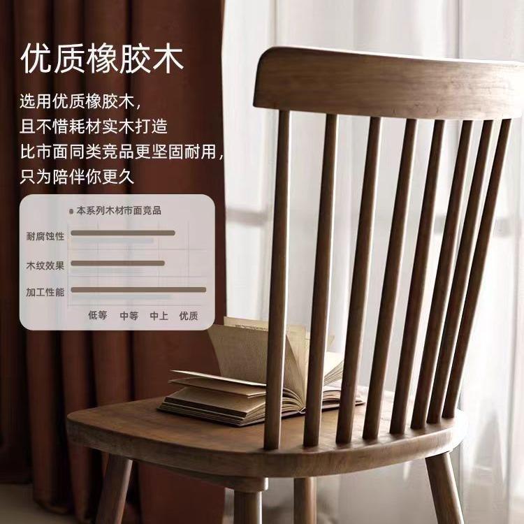 实木餐椅家用椅子餐桌椅北欧餐厅靠背书房温莎椅全实木北欧风椅