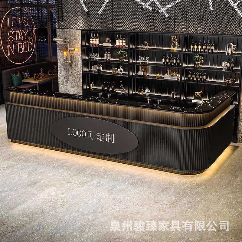 工业风吧台收银台奶茶店酒吧清吧餐饮店铺小型商用铁艺前台接待台