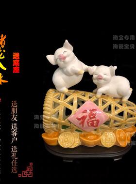 正品石湾公仔陶日瓷生猪摆件家居客厅办公室室茶艺师乔迁商务常送