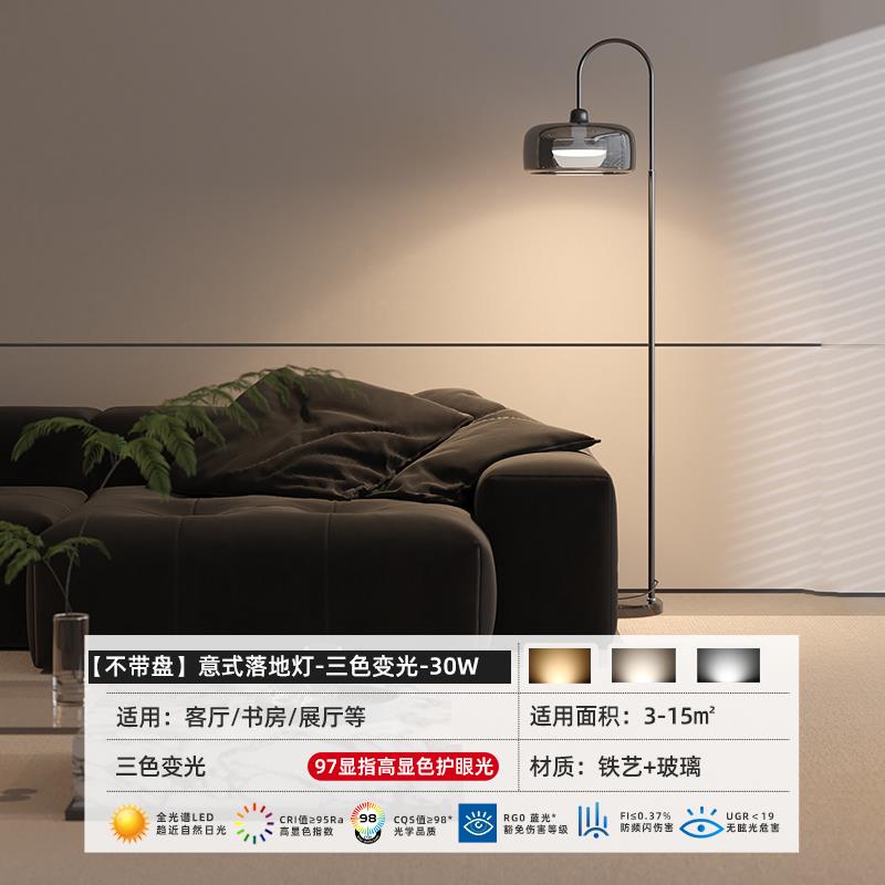 正品云卧现代烟色客厅氛围钓鱼落地灯置物架一体室高灰栖级感立式