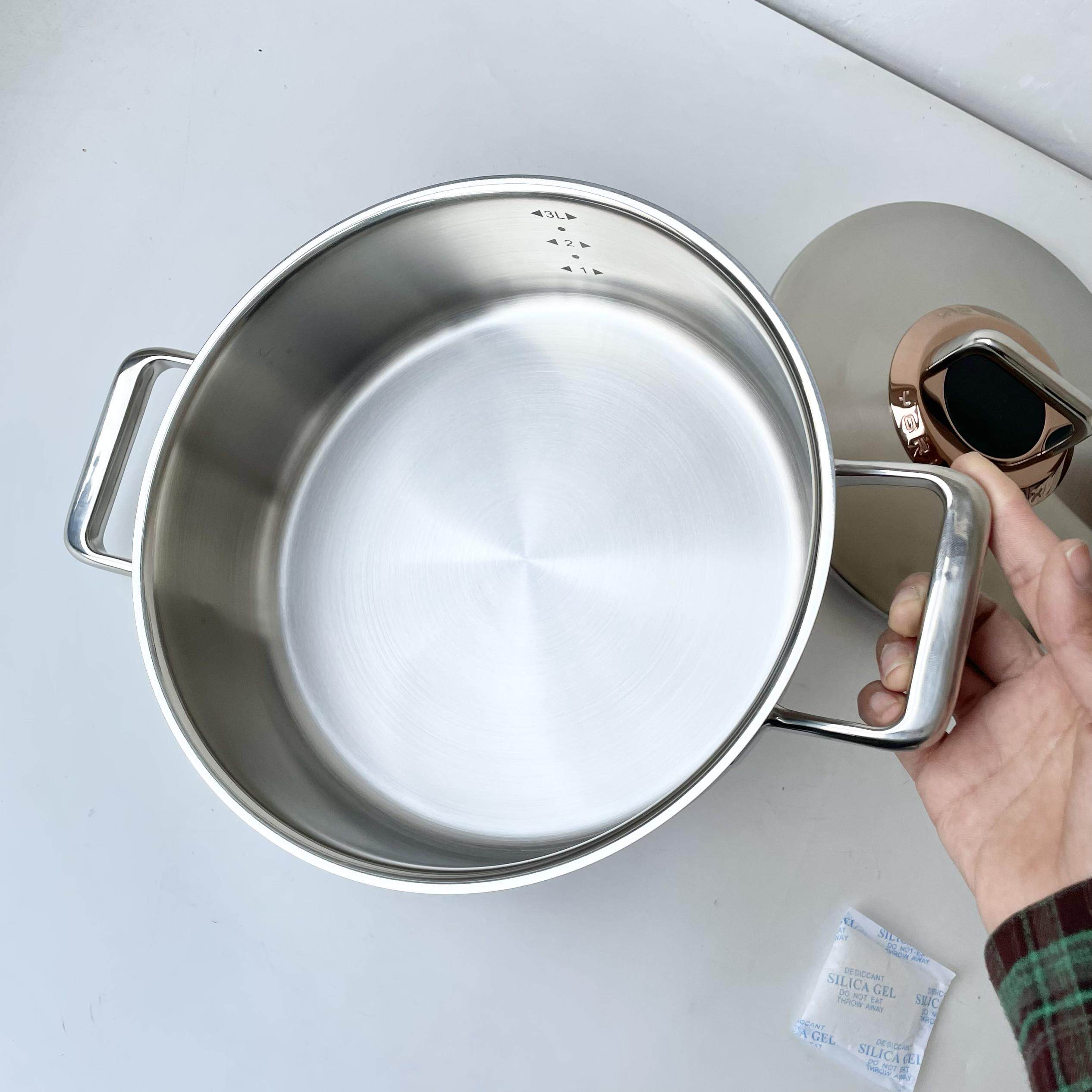 莱德斯倾慕系列24cm双耳煎炒锅火锅汤锅平底锅316不锈钢微压锅