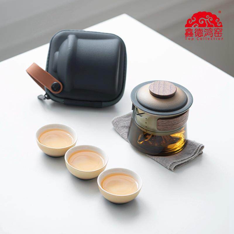 德鸿窑日照金山悠然快客便携旅行茶具套装玻璃户外个人专用泡茶