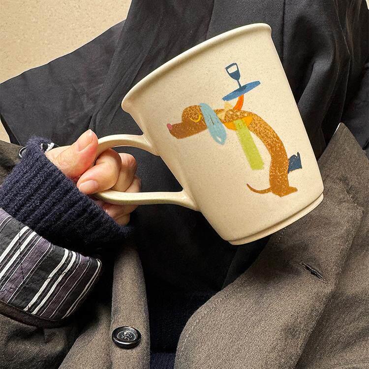 SoftServe柔软供应xFengdu《彩色涂鸦小狗》陶瓷杯搅拌勺礼盒套组