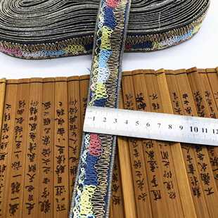 牛仔布底花边批发 彩色骨绳刺绣花边 民族风绣花条码 服装 辅料