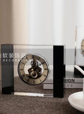 中古轻奢创意家用座钟台钟样板间客厅办公桌面现代简约机械装饰钟