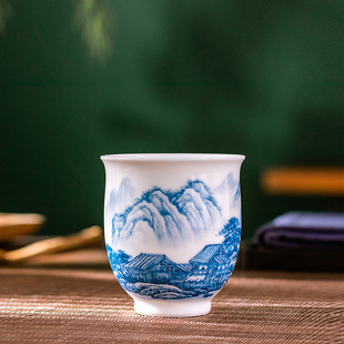 国家级大师刘培竹手绘品茗杯茶杯茶盏单杯送礼 手工青花主人杯