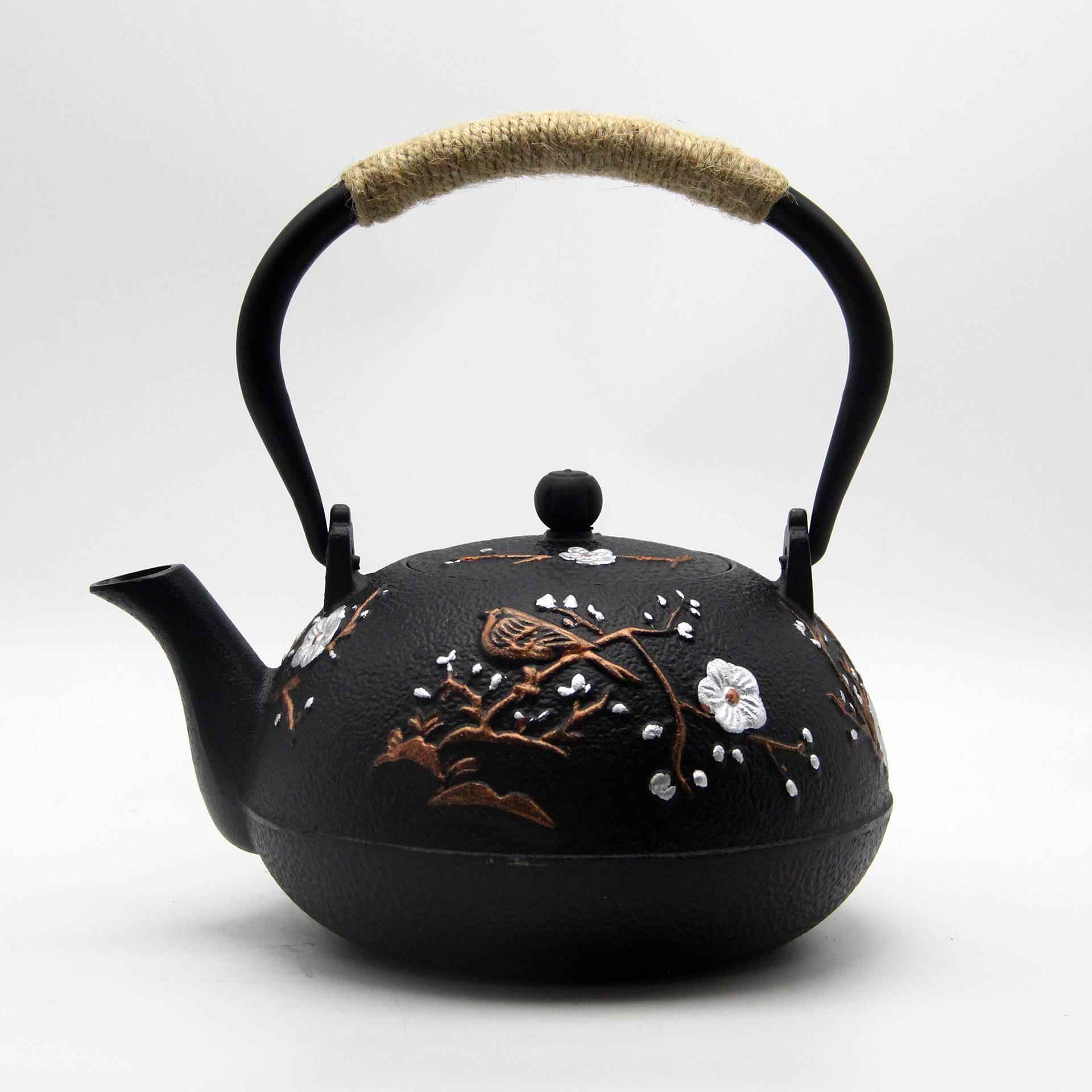 铁彩双绘铸铁壶煮新中式手工养生带滤网茶泡壶水茶生铁壶茶1200ml