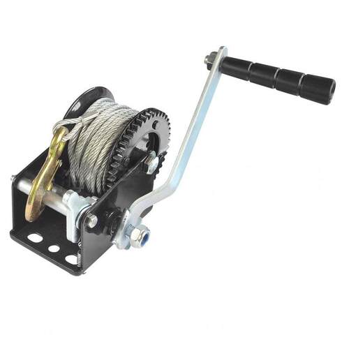 1800lb便携式钢丝绳手摇绞车 织带手摇绞盘