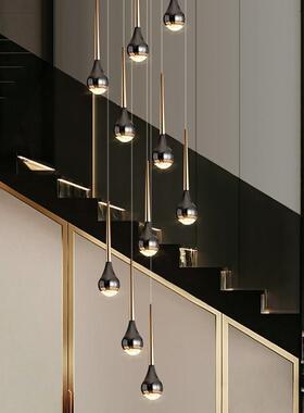 楼梯间长DNC吊别墅灯复转式楼轻奢旋梯灯酒店楼大堂售楼部吊灯水