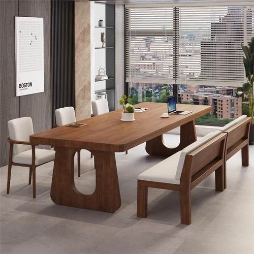 全实木长写条书桌家用书房27电双人学桌工作室字办公台式习办公脑