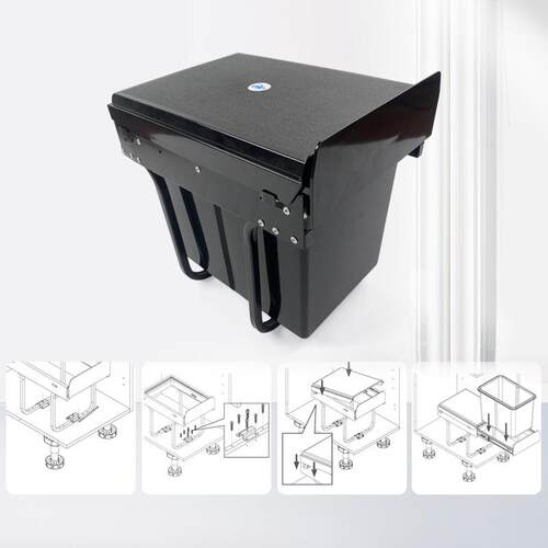 橱柜嵌入式垃圾桶厨房隐藏单桶1×15L清洁桶抽拉式可伸缩导轨带盖