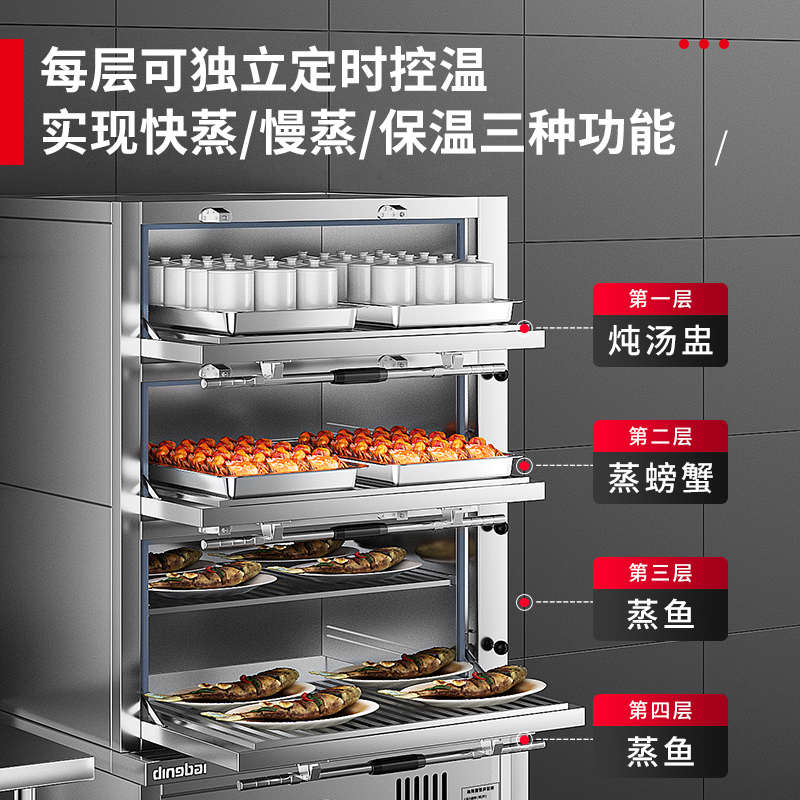 鼎百三门海鲜蒸柜商用电蒸箱炖汤柜燃气酒店餐饮智能电蒸炖蒸鱼柜
